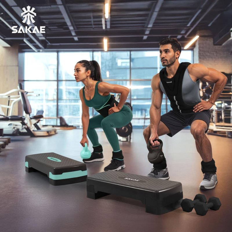 Adjustable Height Aerobic Stepper Set - Versatile Workout Platform with Dumbbells, Kettlebell & Ankle Weights | 4 Color Options