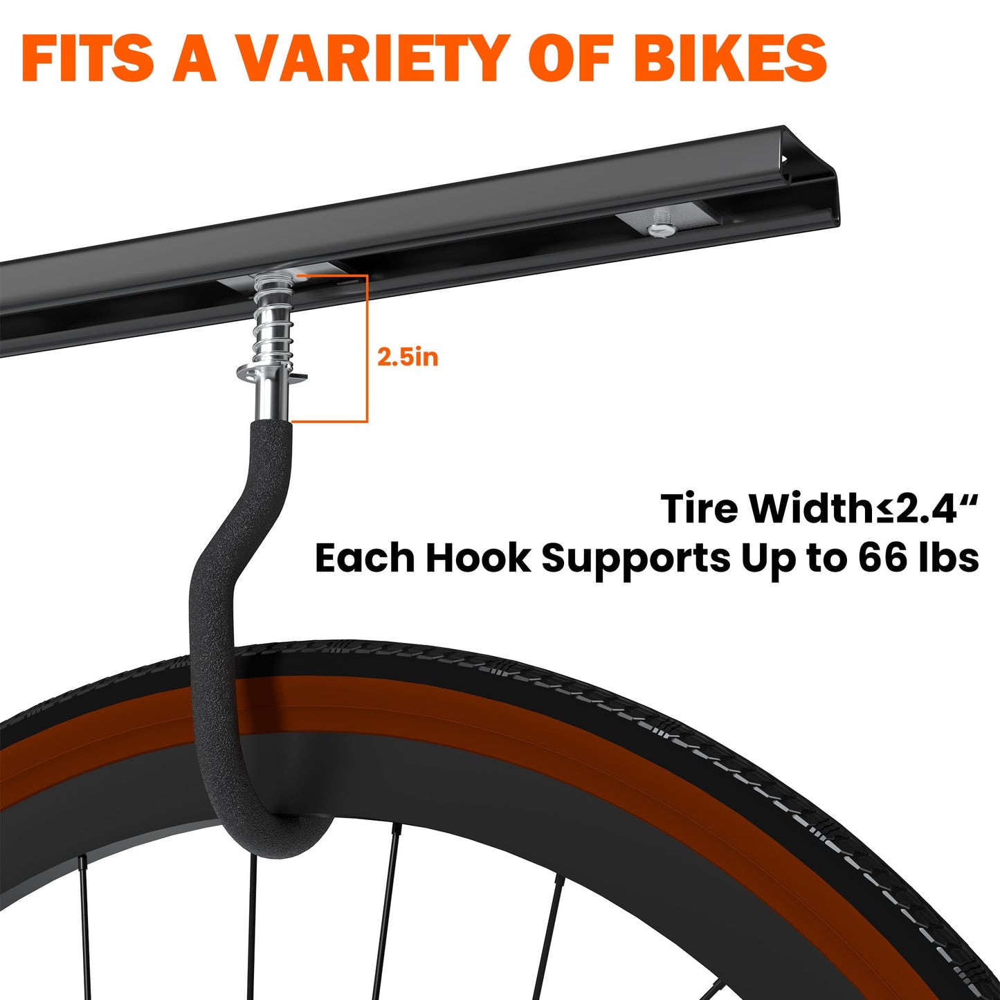 Ultrawall Ceiling Bike Rack for Garage, Indoor Bike Hanger with 6 Adjustable Bike Hooks for up to 3 Bikes (Horizontally), 6 Bikes (Vertically)