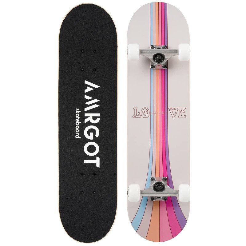 Amrgot Skateboards for Beginners,31 * 8 inches Complete Skateboards for Kids,Boys,Girls and Adults,7 Layer Maple Wood,Double Kick Deck Concave Standard Skateboards