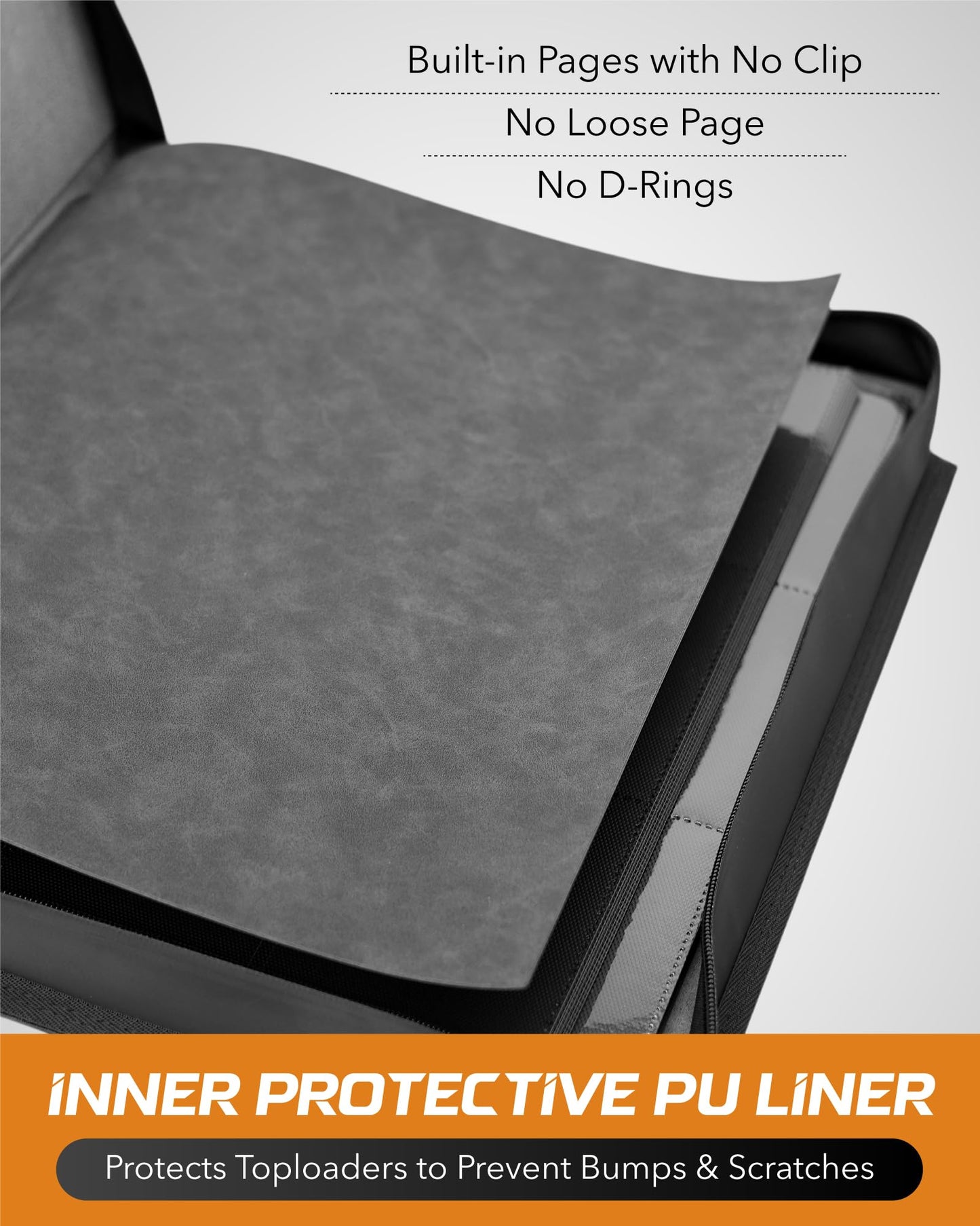 Upgraded Moisture-Resistant Toploader Binder with PU Inner Liner for Extra Protection, Card Binder Top Loader with 9-Pocket, Can Hold 252 Top Loaders/3x4'', for Sports/TCG Party/Premium Cards Storage