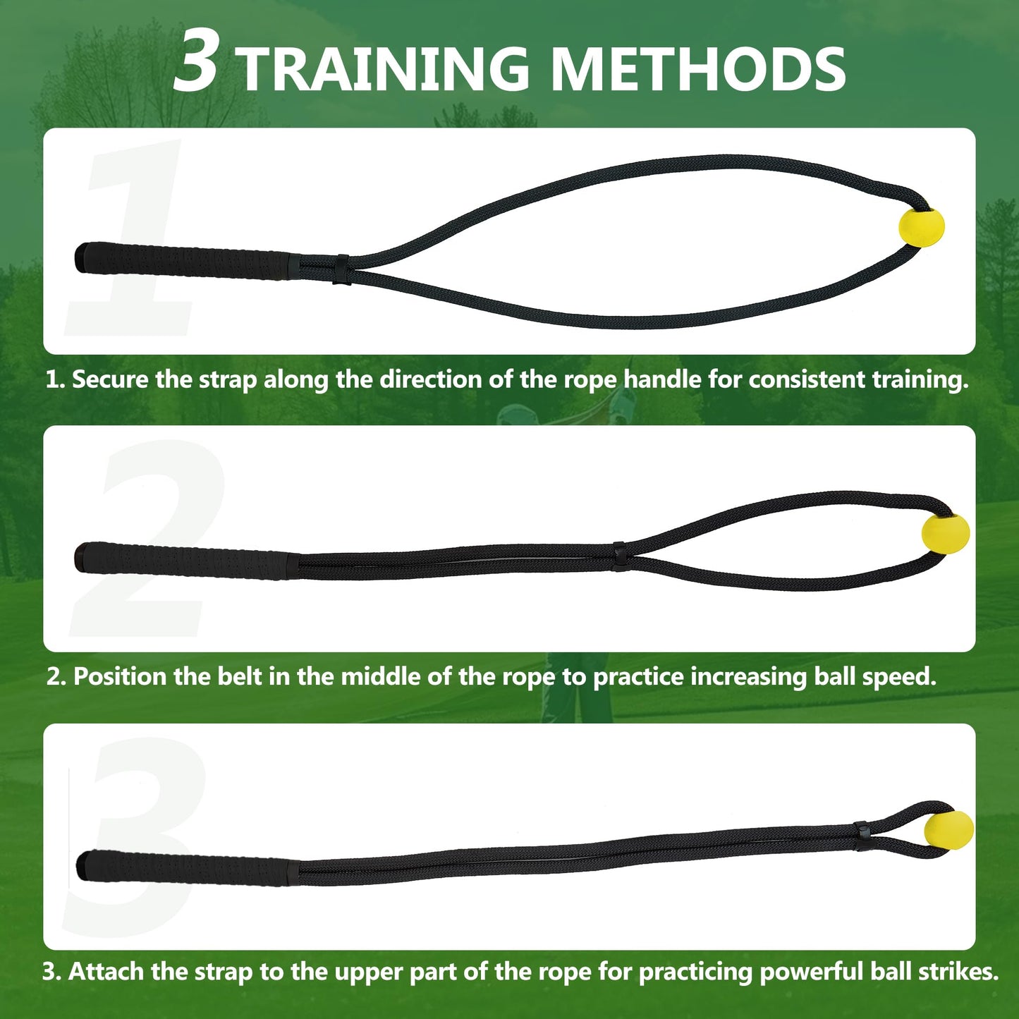 Golf Swing Trainer Rope Aid: Speed Power Tempo Training - Indoor Club Rope Whip Swing Posture Practice Golf Lag Rope Shot Drill Swing Trainer Equipment Exercise Buddy With Weighted Ball (Black)
