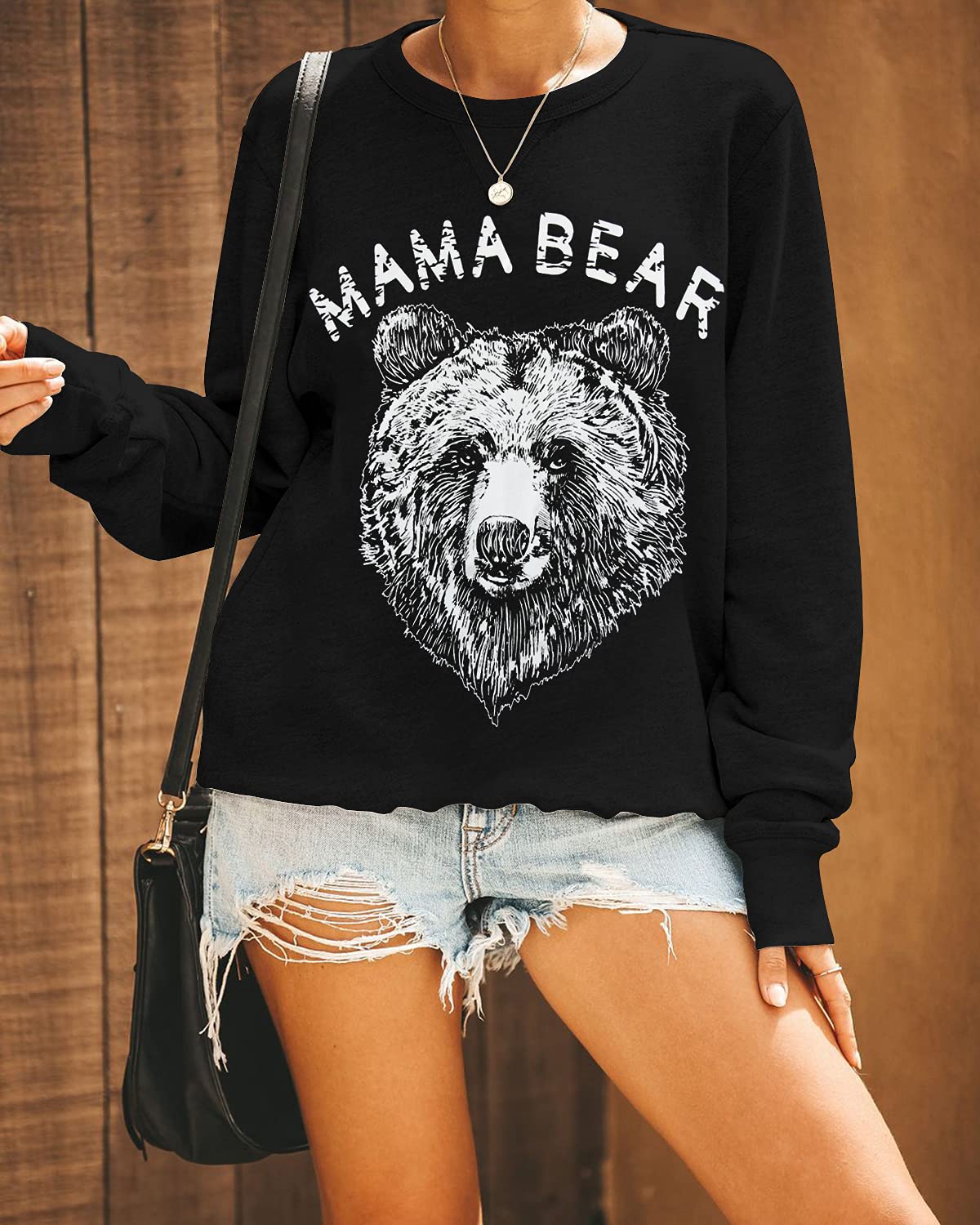 Blooming Jelly Womens Mama Sweatshirt Crewneck Loose Fit Cute Long Sleeve Tops Ladies Graphic Casual Fall Mom Shirts Winter Clothes (Small, Black)