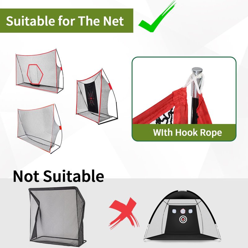 Shank Net Golf Accessory, Shank Net Attachment for Hitting Nets, 7x7ft/ 7x10ft Golf Barrier Side Nets for Indoor and Outdoor (with Two Sandbags)