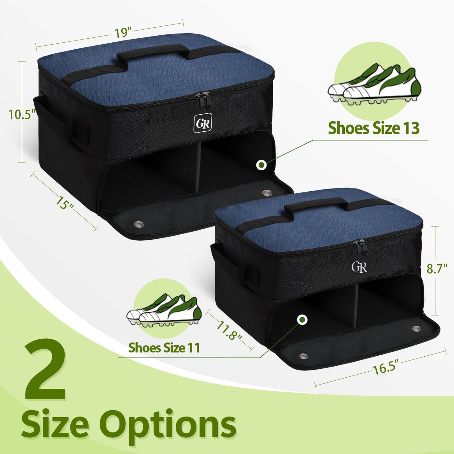 Odor-Absorbing 2-Layer Large Golf Trunk Organizer with Activated Carbon Fabric - Water-Resistant Golf Shoe Bag for Shoes Balls Tees Clothes Gloves Golf Accessories, Fathers Day Dad Gifts for Men