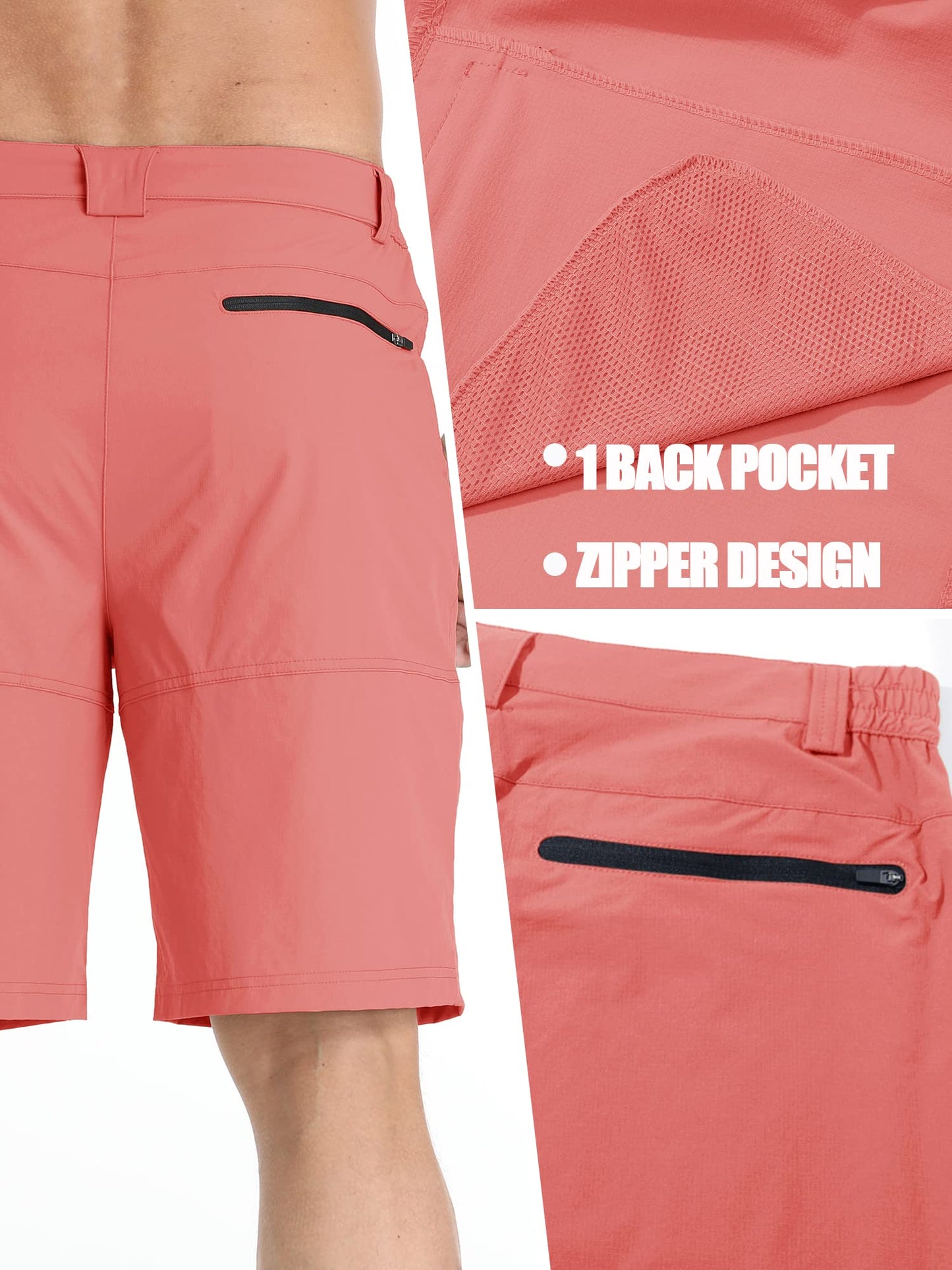 TACVASEN Mens Cargo Shorts Outdoor Lightweight Quick Dry Casual Golf Summer Hiking Dress Work Shorts Fishing Elastic Waist Pink 32