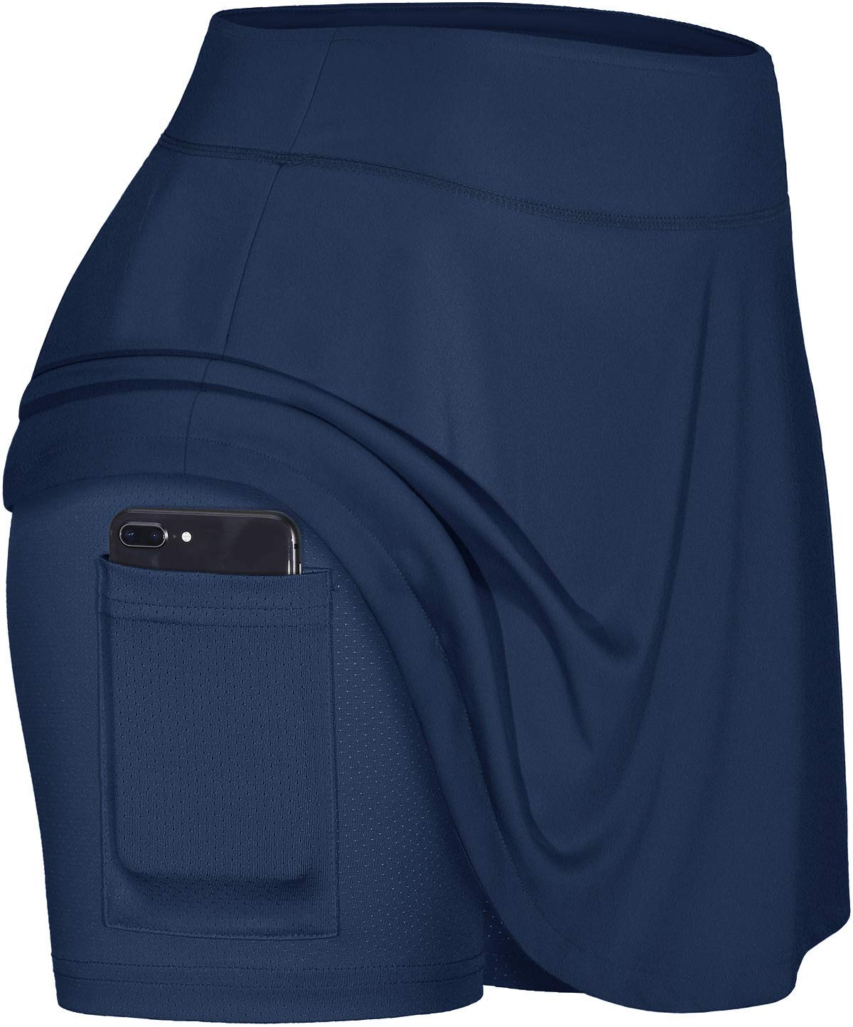 BLEVONH Golf Skirts for Women Plus-Size Sports Skorts Ladies Stretchy Waistband Pleated Hem Tennis Skirt with Leggings Summer Relaxed Exercise Fitness Active Wear Navy Blue XL