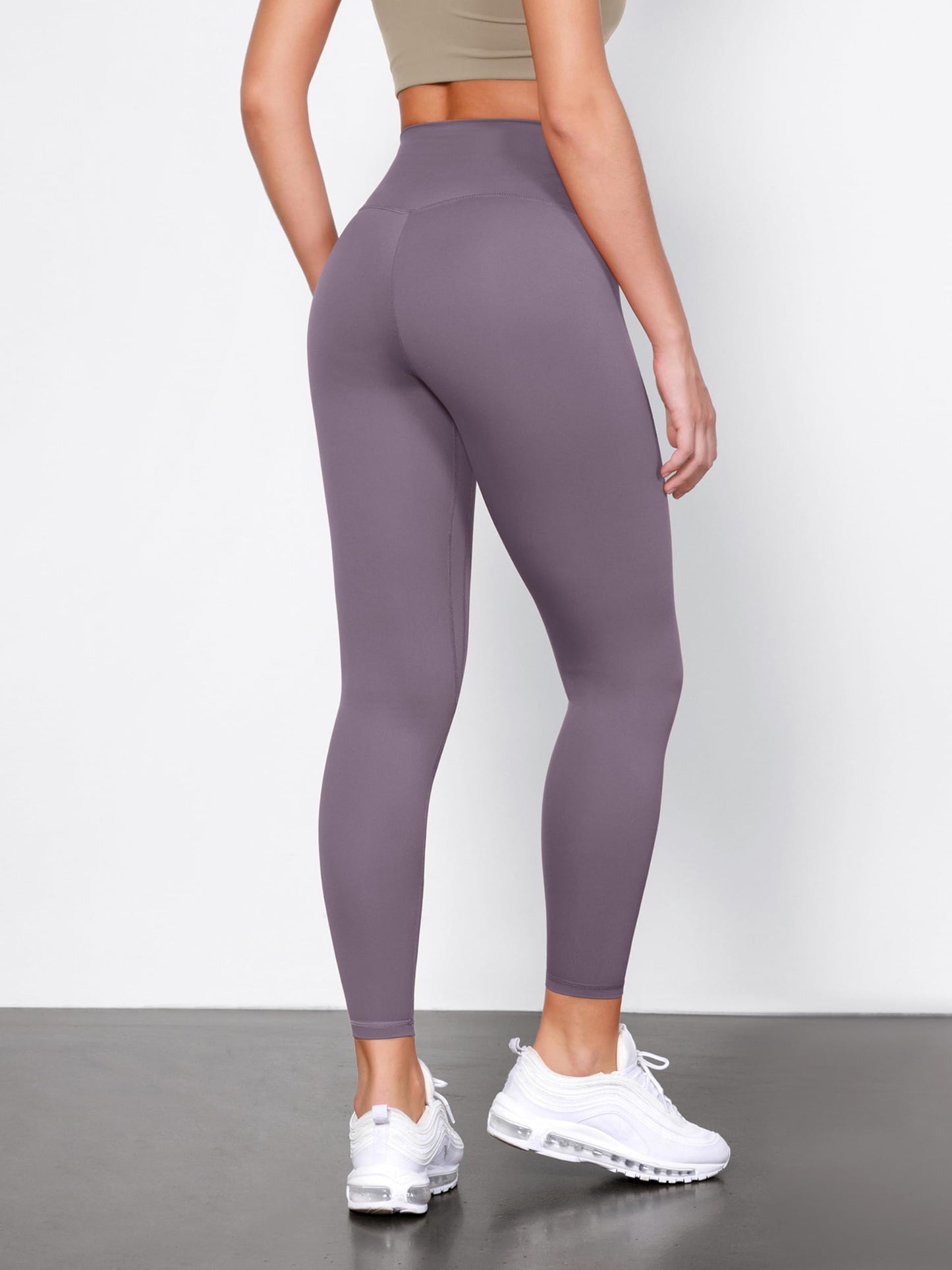 ODODOS Tummy Control Full Length Compression Leggings with Inner Pocket for Women, 28" High Waist Workout Running Yoga Pants, Ash Violet, XX-Large