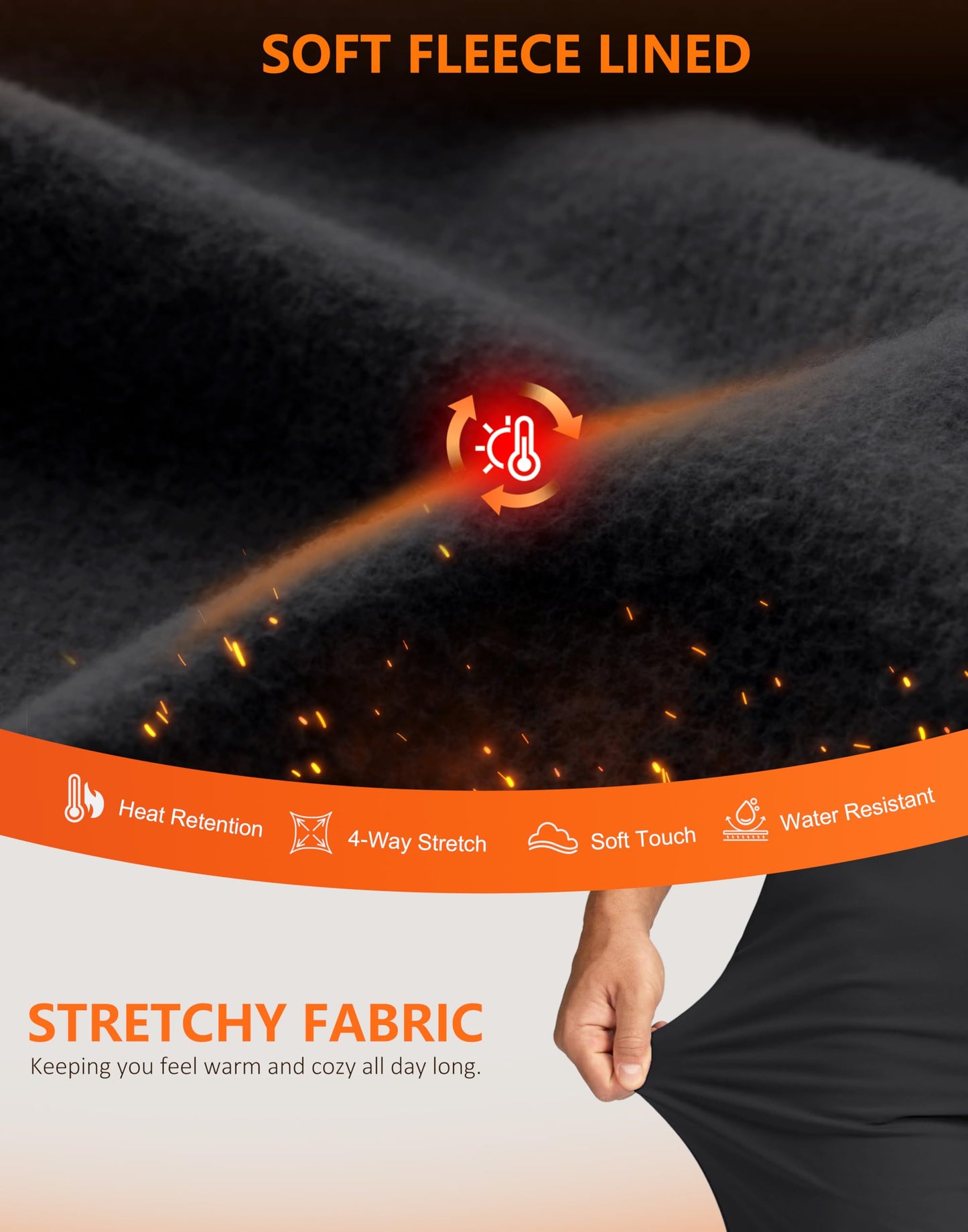 Soothfeel Mens Fleece Lined Golf Joggers with Pockets Slim Fit Stretch Sweatpants Dress Work Travel Warm Winter Pants for Men Black L