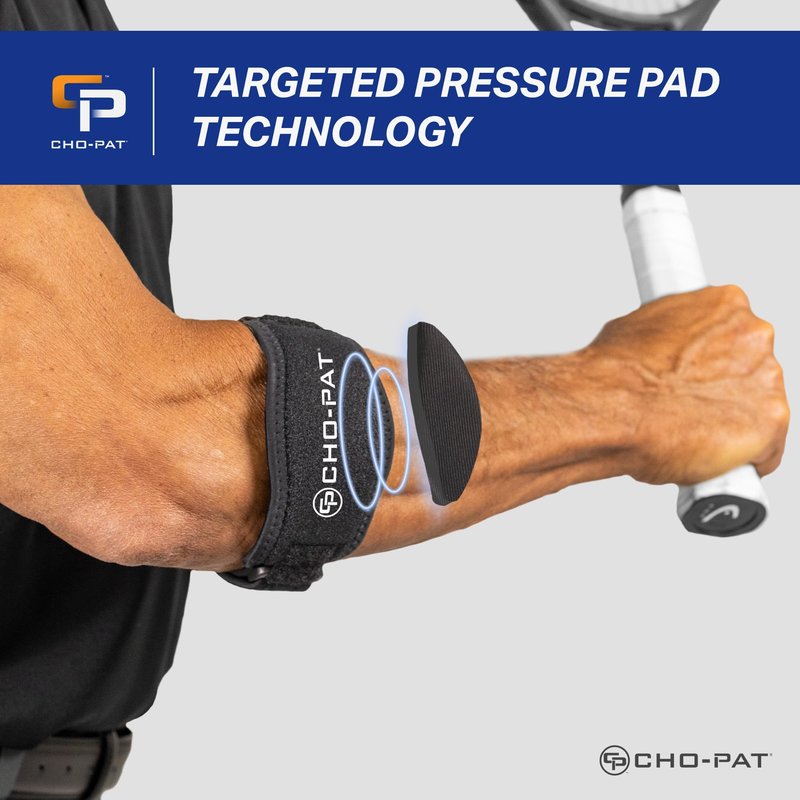 Cho-Pat Tennis Elbow Strap, Adjustable Forearm Support for Tennis Elbow, Overuse Syndromes, Muscle Strains, and Tendonitis, OSFM