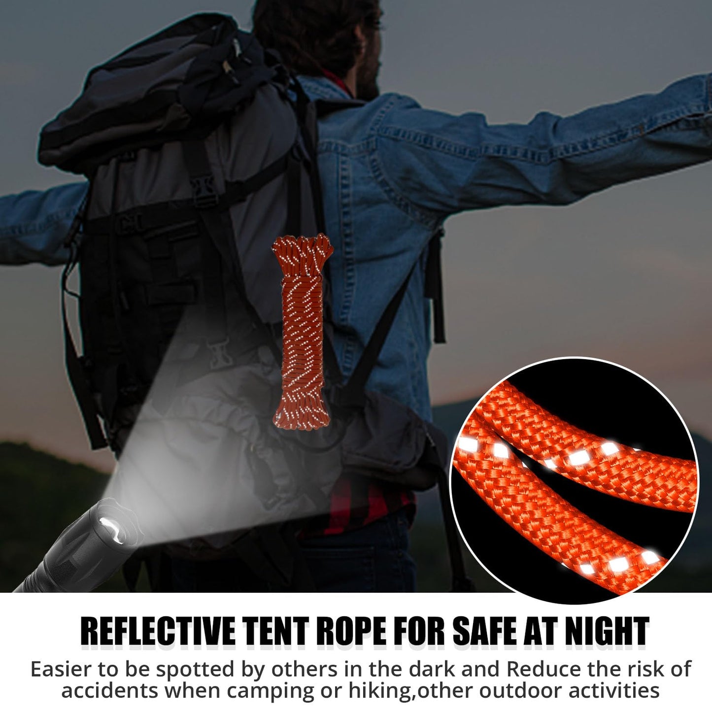 Reflective Paracord Rope 1000Ib - 100ft 4mm 12 Strand para Cords Lanyard Utility Parachute Cord for Tent Camping Hiking Fishing Survival Tactical Clothesline DIY Projects Orange