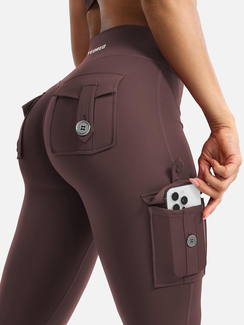 CoreFlex Women’s Workout Flare Leggings - High Waisted, Hidden Pockets, No Front Seam | Cargo Yoga Pants