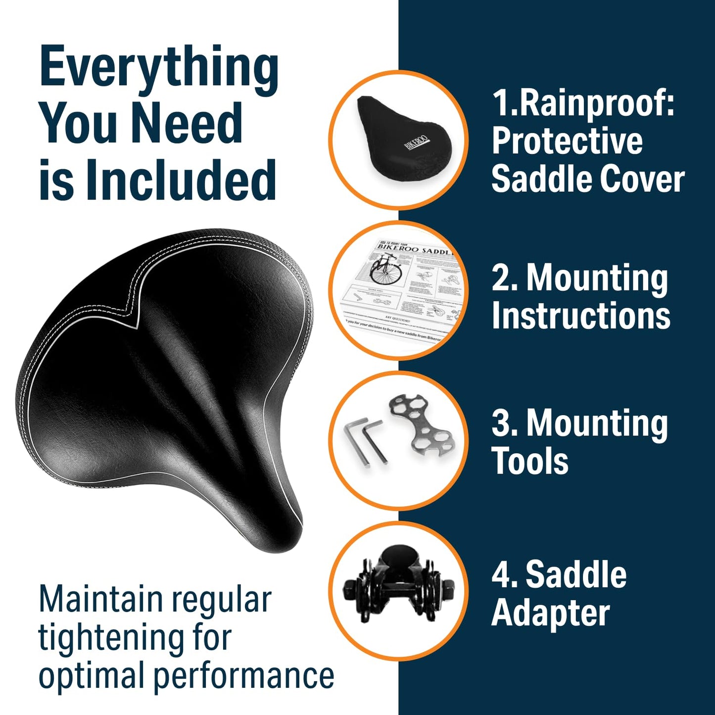 Bikeroo Oversized Bike Seat - Compatible with Peloton, Exercise or Road Bikes - Bicycle Saddle Replacement with Wide Cushion for Men & Womens Comfort