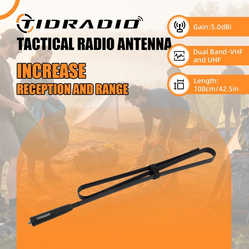 TIDRADIO 42.5-inch SMA-Female Ham Radio Antenna VHF/UHF 144/430MHz High Gain Foldable CS Tactical Antenna for Baofeng UV-5R Mini,DM32,UV32,BF-F8HP Pro,5RM,5RH PRO,K5PLUS,TD-H3 Plus,TD-H3,TD-H8