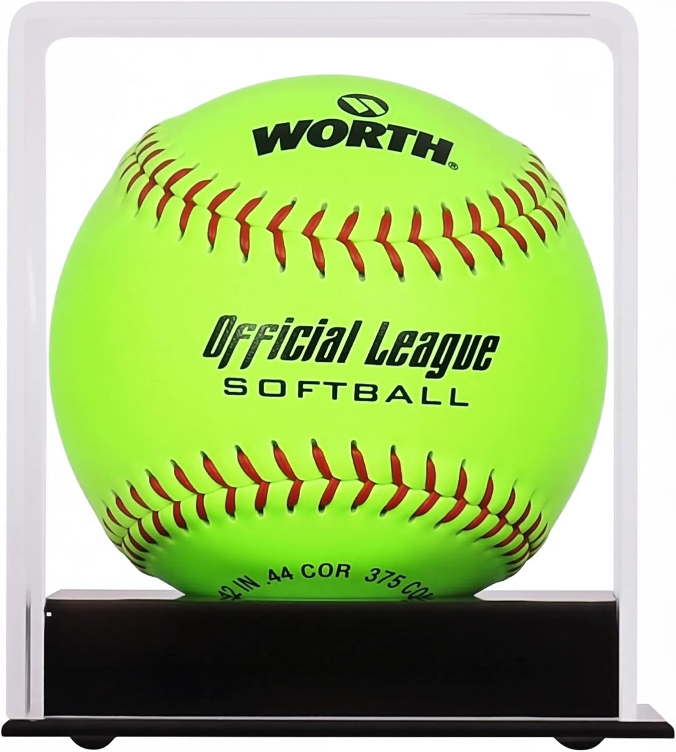 UV Protection Softball Display Case - Clear Cube for 12-Inch Balls | Black Plastic Stand