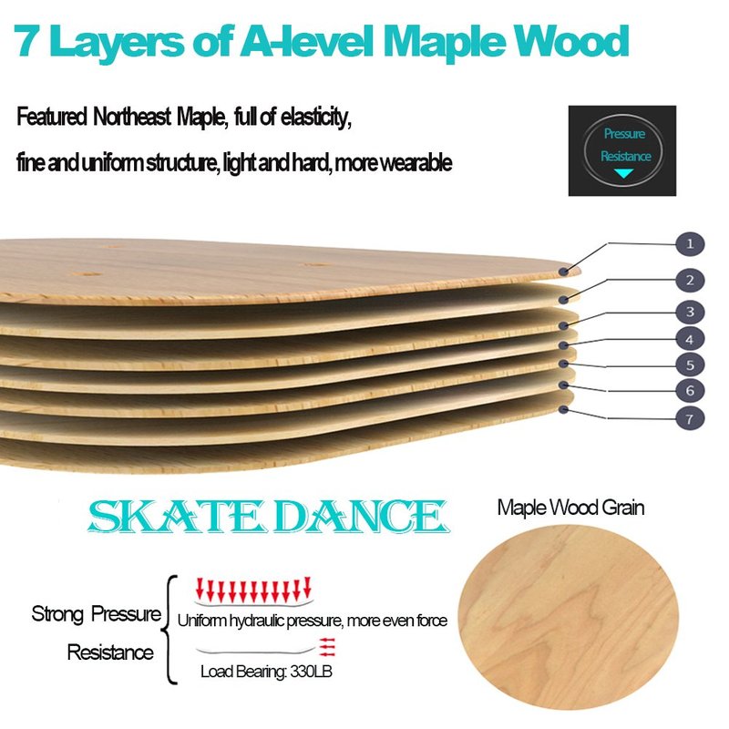 AsFrost Portable Roller Road Drift Skates Plate with Cool Maple Deck Anti-Slip Board Split Skateboard with PU Wheels High-end Bearings (Single Pattern)