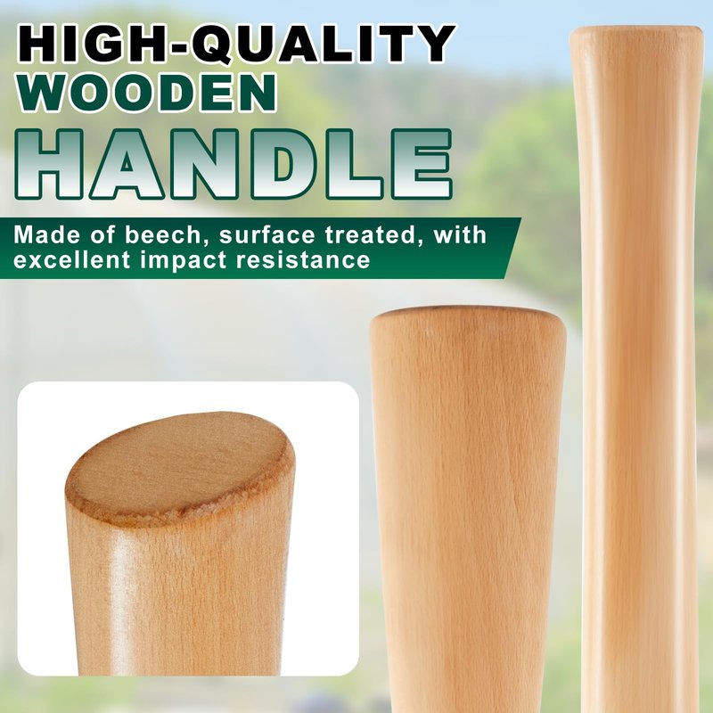 Bucherry 1 Pcs 35 Inches Pickaxe Handles Beech Wood Handles Replacement Tool Set for Heavy Duty Pick Axe, Mattock Heads, for Gardening, Landscaping, Yard and Outdoors Work