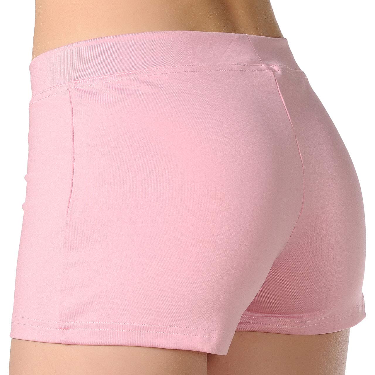 ALLNOWA Boy Cut Shorts Low Rise Spandex Active Dance Shorts Yoga Workout Fitness for Women (Small, Pink)