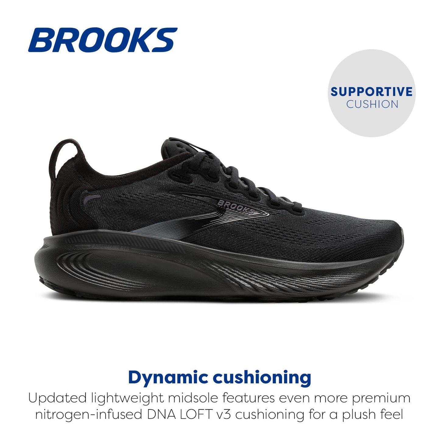 Brooks Women’s Adrenaline GTS 25 Supportive Running & Walking Shoe - Black/Black/Ebony - 5.5 Wide