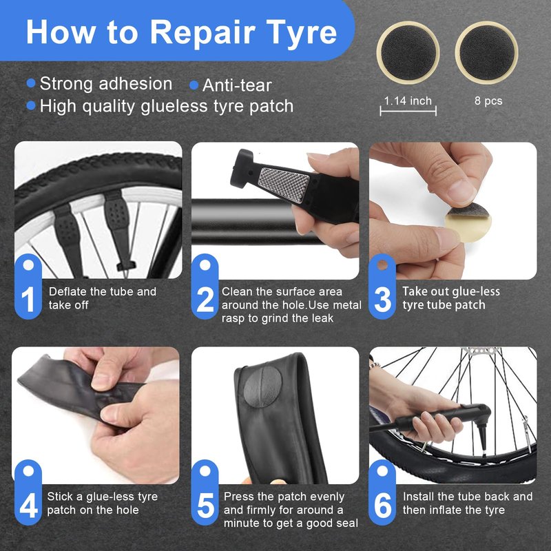Ultimate 27-Piece Bike Repair Kit - Roadside Emergency Savior with 120PSI Mini Pump (Fits Presta & Schrader), 16-in-1 Multitool & Glue-Free Tire Patch, Pro Set for Road & Mountain Bikes