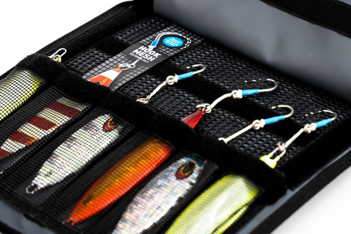 Nomad Design Jig Wallet - Fishing Lure Organizer with Hook Mesh Storage System, 12 individual mesh pockets Waterproof Jig Storage Bag