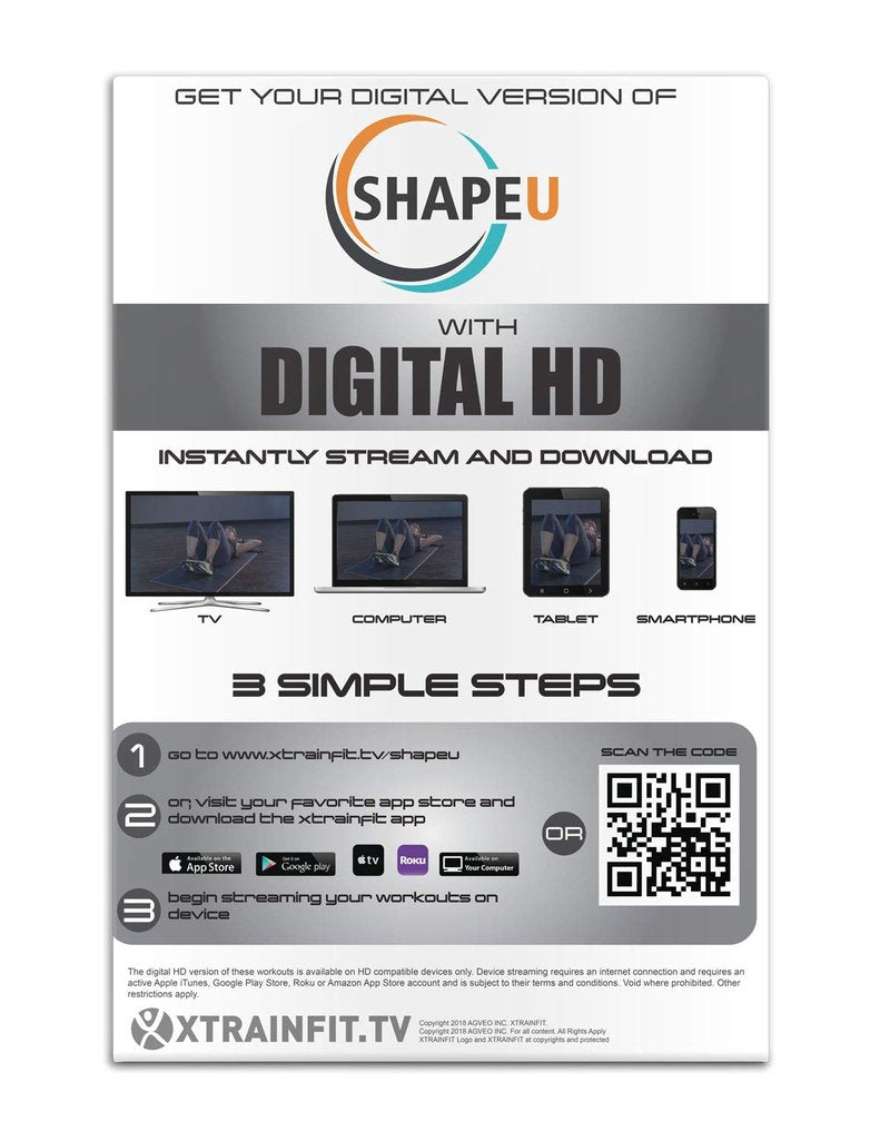 ShapeU Resistance Loop Band Set - Includes 5 Exercise Loop Bands with Carrying Bag, Exercise Instruction Guide Plus Bonus Digital Workouts and Workout EBook
