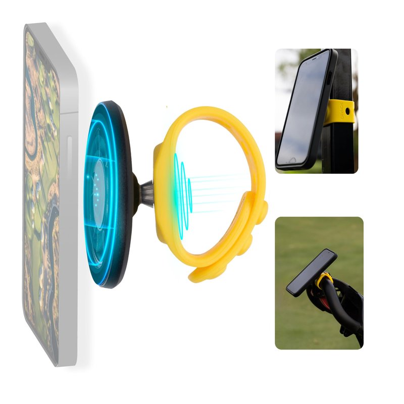 CRVNCH. Magnetic Golf Cart Phone Holder - iPhone and Android Compatible - Strong Magnet, Easy Install - Cell Phone Mount for Golf Cart or Push Cart - Golf Cart Accessory for GPS, Apps & Music