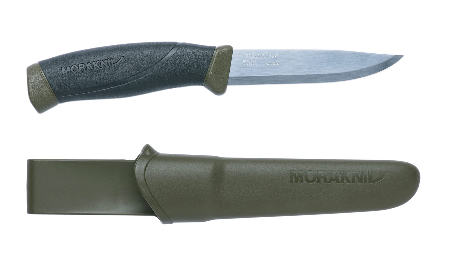 Morakniv Companion Carbon Steel Fixed-Blade Knife with Sheath, 4.1 Inch, Military Green & Craftline Basic 511 Fixed-Blade Knife with High Carbon Steel Blade and Combi-Sheath, 3.6 Inch