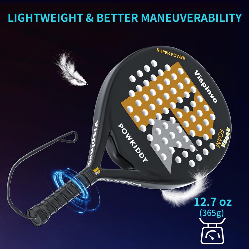 Vispinvo Padel Racket Carbon Fiber Surface, EVA Memory Flex Foam Core Pala Padel, 38 mm Beach Tennis Racket for Adults/Men/Women, an Ideal Paddle Rackets for Beginner & Professional Players（Blue）