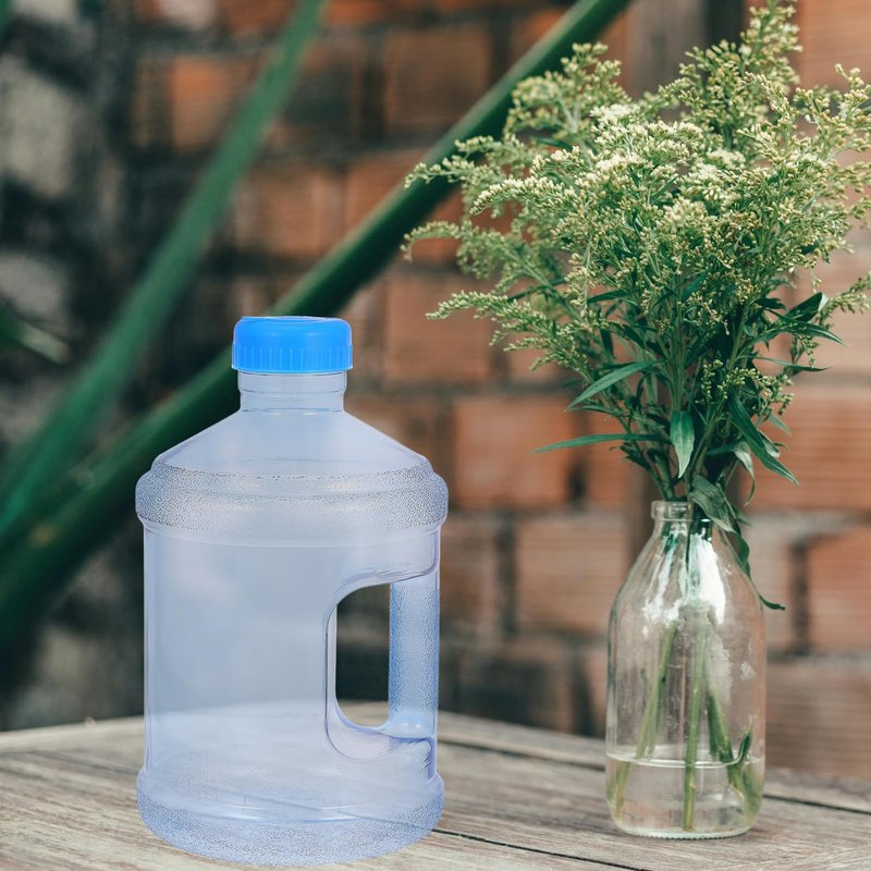 POPETPOP Outdoor Water Jug 3 Liter Transparent Plastic Water Container with Handle and Large Mouth for Camping Hiking Car Use
