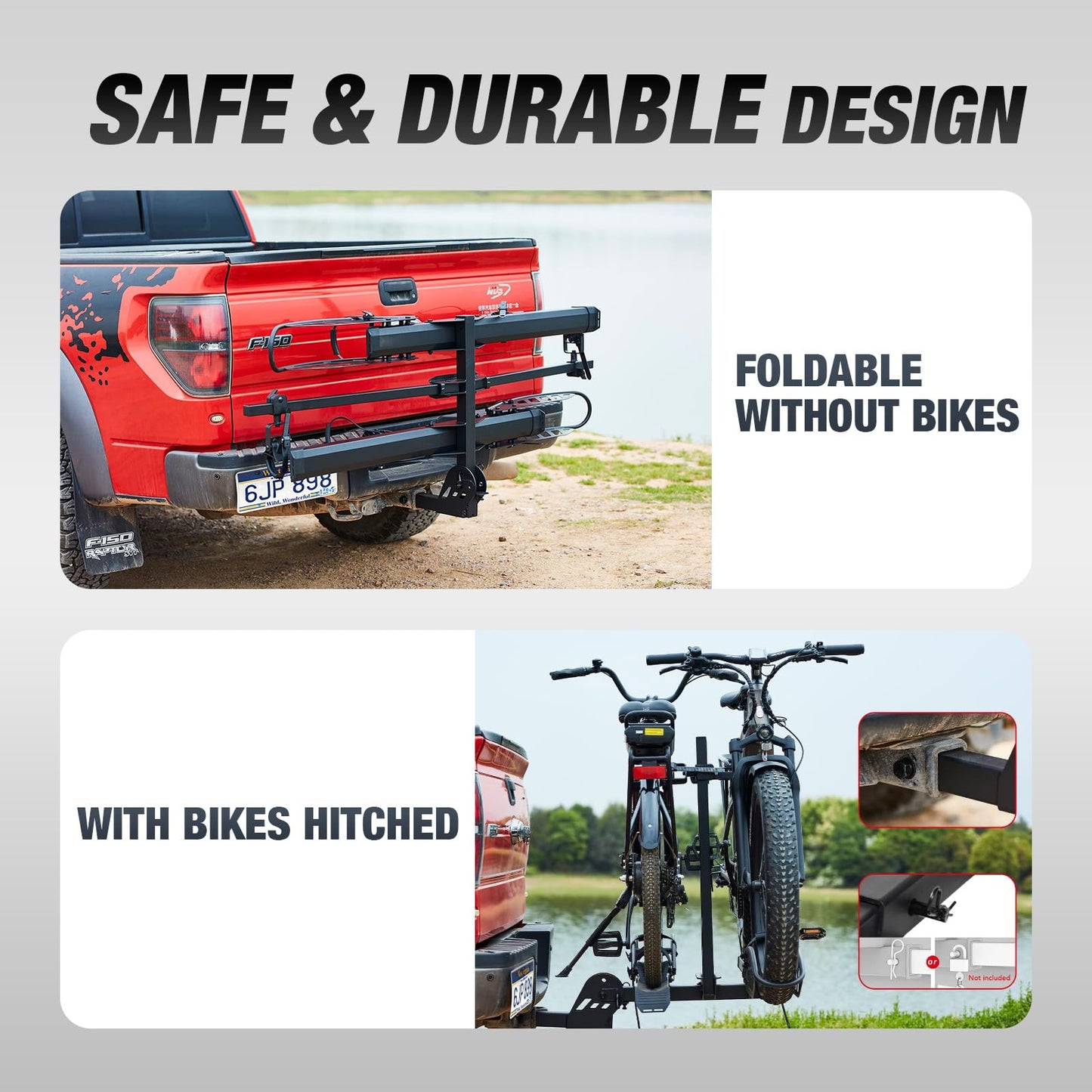 Young Electric 2-Bike Rack Mate R, E-Bike Rack Hitch with Ramp for Cars, Trucks, Minivans, SUVs with 2 Inches Receiver, 200 Lbs Capacity Fits up to 5 Inches Fat Tire