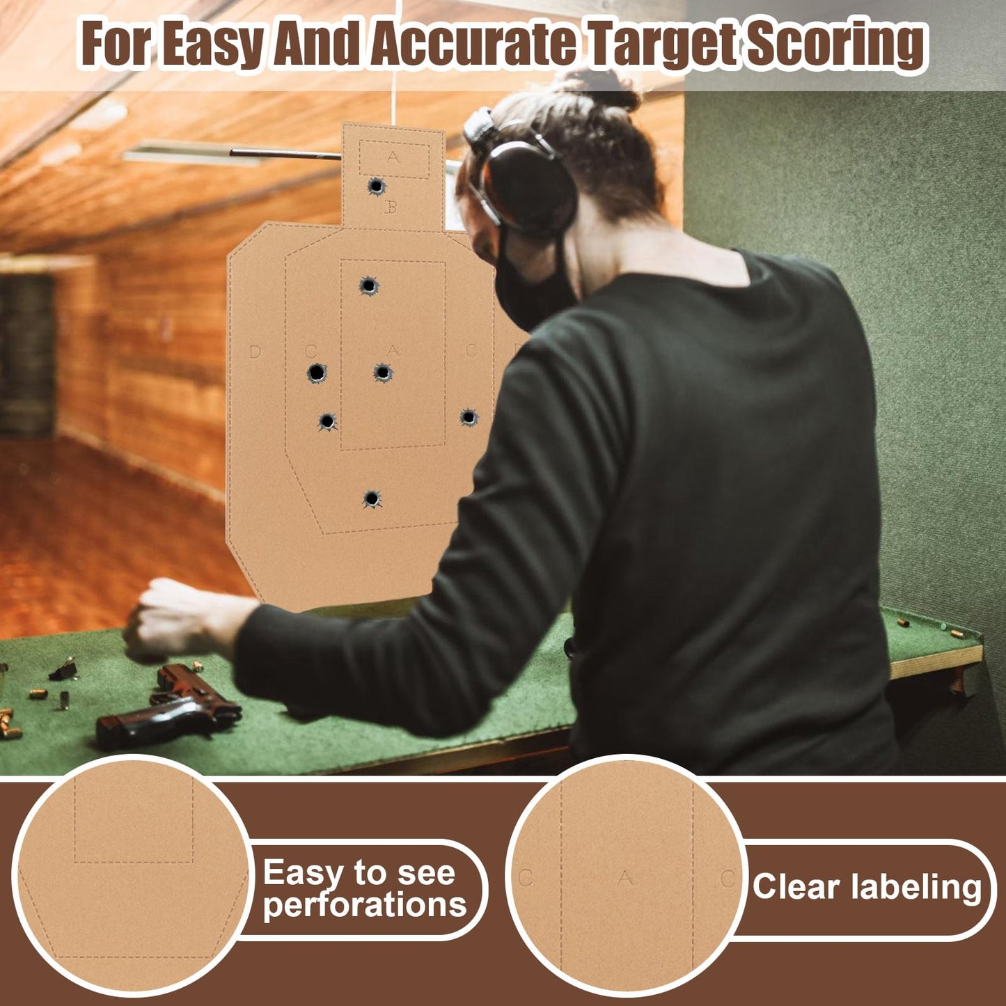 20 Pcs Shooting Targets for USPSA, 30x18in Tactical Cardboard Targets, Shooting Targets Silhouette Cardboard, Targets for Shooting Range Practice Competitions Self-defense Training