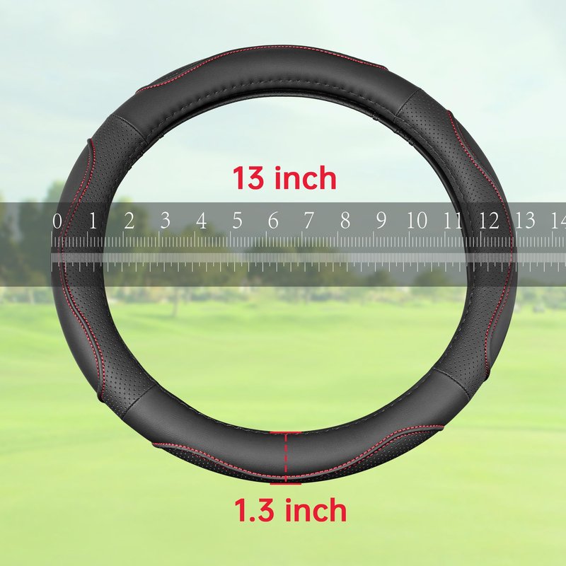 10L0L Golf Cart Steering Wheel Cover-13 Soft and Breathable Anti Slip Leather Steering Wheel Cover,Feels Good in Handling- for EZGO TXT & RXV