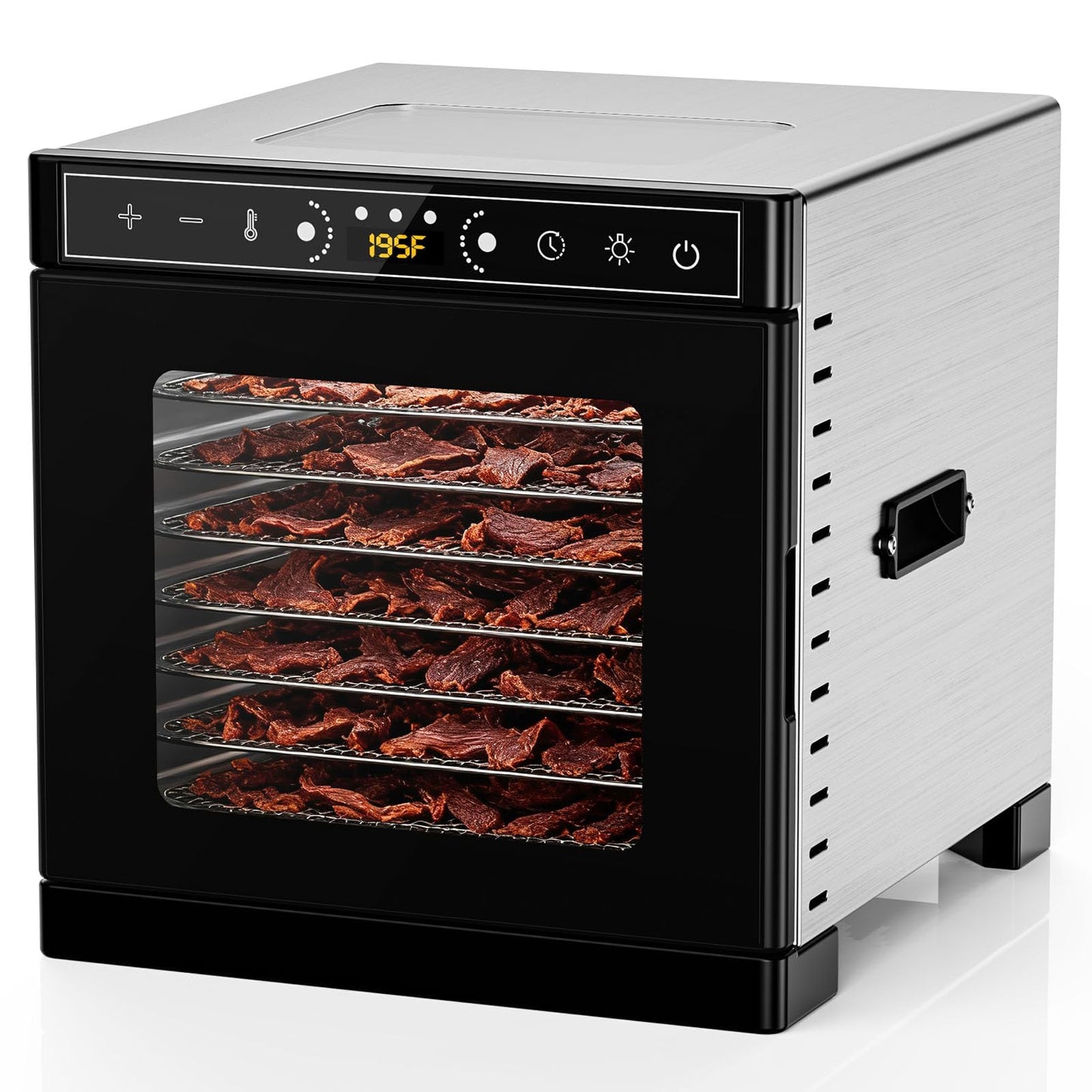 8-Tray Food Dehydrator, 400W, Stainless Steel, 195°F & 24H Time Control