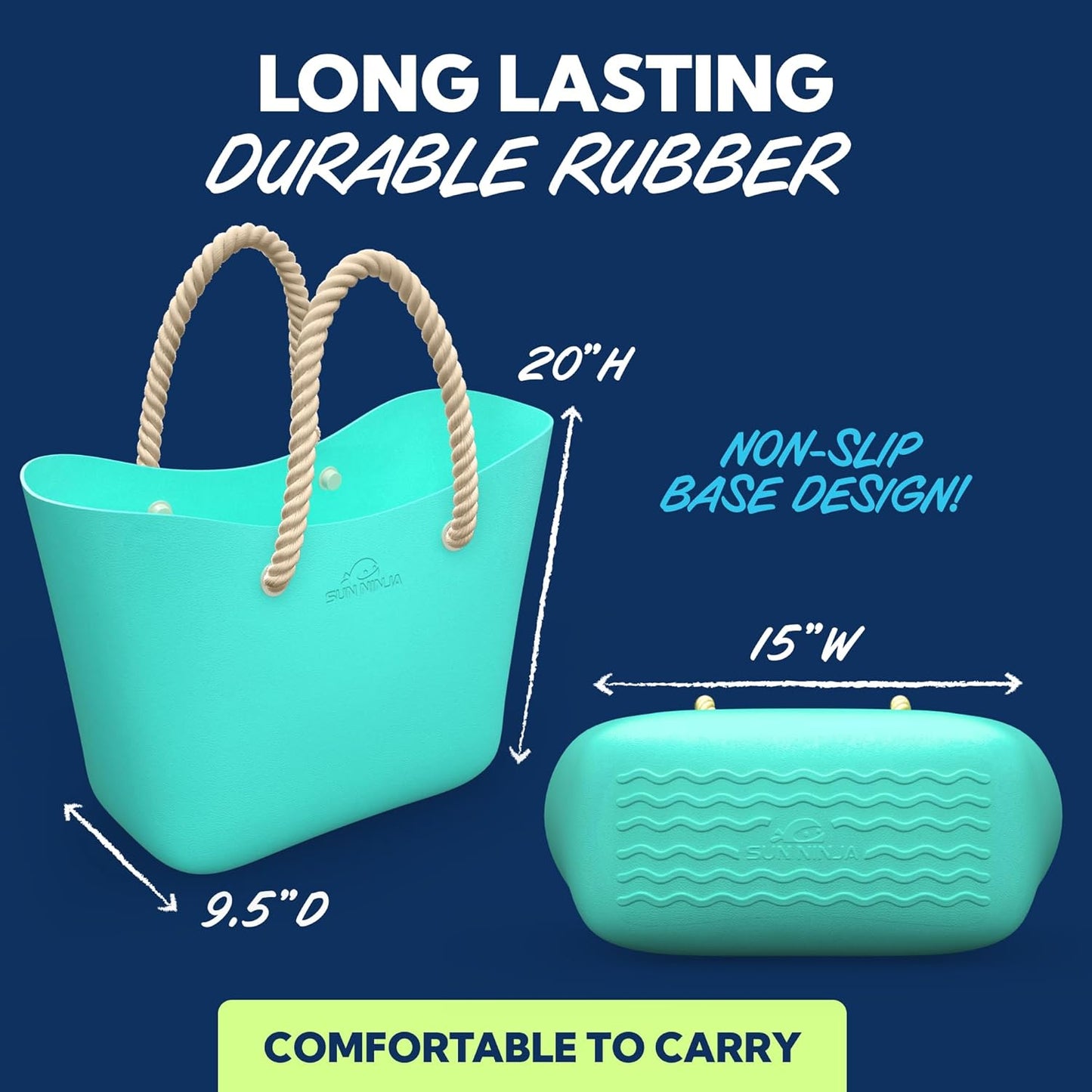 Rubber Beach Bag - Extra Large Waterproof EVA Tote with Rope Handles | Ideal for Summer Outings