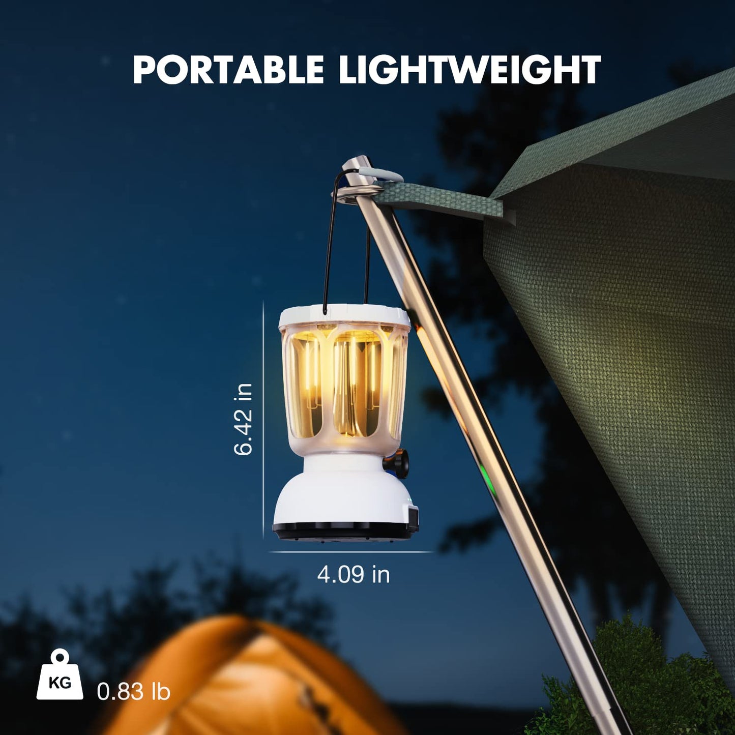 3-in-1 Power LED Camping Lantern, Rechargeable Solar Lantern with Hand Crank Emergency Light 650LM, 6000mAh Phone Charger, 200 Hours for Hurricane, Outage, Survival Kit