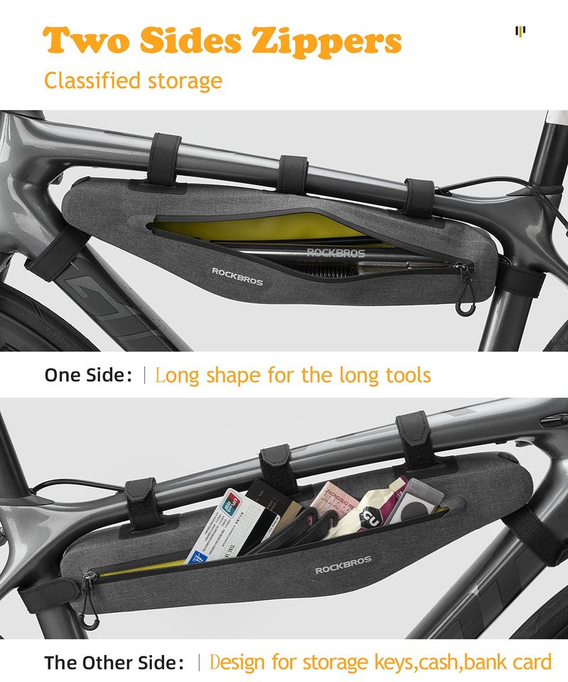 ROCKBROS Bike Frame Bag Bike Triangle Bag Waterproof Bike Top Tube Bag Cycling Pouch 1.5 L Classified Capacity