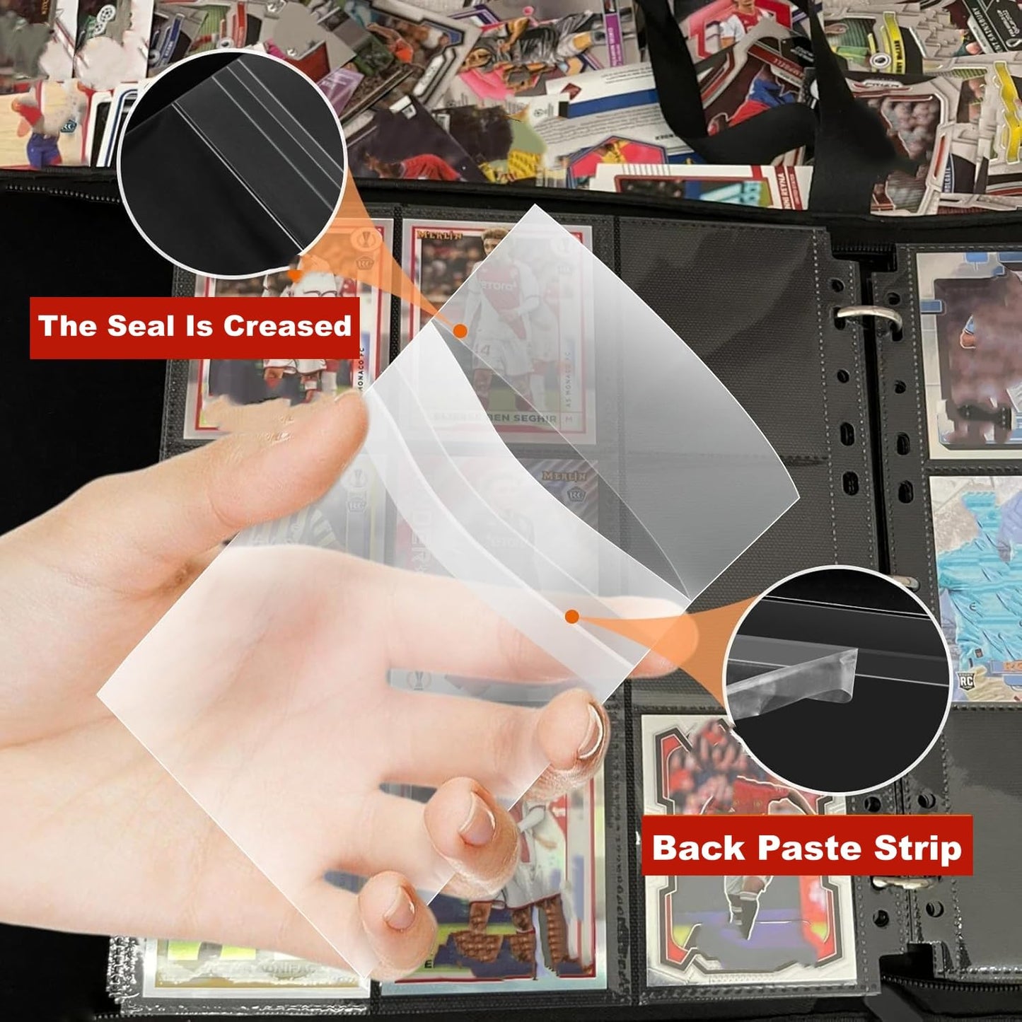 300ct Triple Protections Card Sleeves for Cards, Premium TopLoads for Cards, 3"x4" Card Hard Plastic, Sports Trading Card Holder (100 TopLoads +100 Penny Sleeves + 100 Resealable Penny Sleeves)