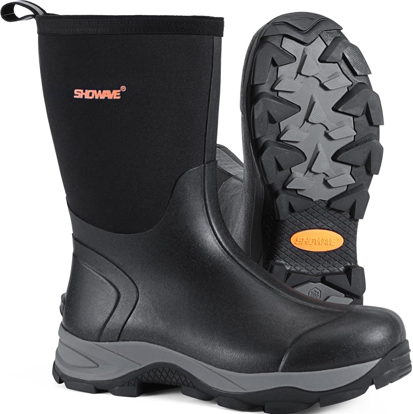 Men's Waterproof Insulated Mid Calf Rubber Work Boots - Outdoor Gardening | Durable & Comfortable