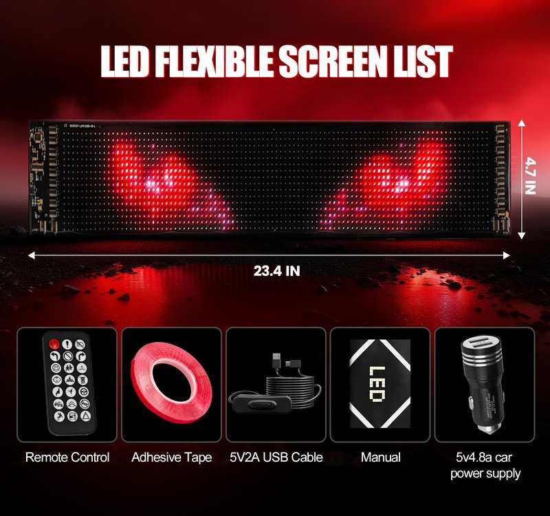 Golf Cart Devil Eyes Light Sign, 23.6"x4.7" Programmable Flexible Screen for Windshield, DIY Animated LED Sign with APP/Remote Control, for Golf Cart Decorations Halloween Festivals Trucks SUVs