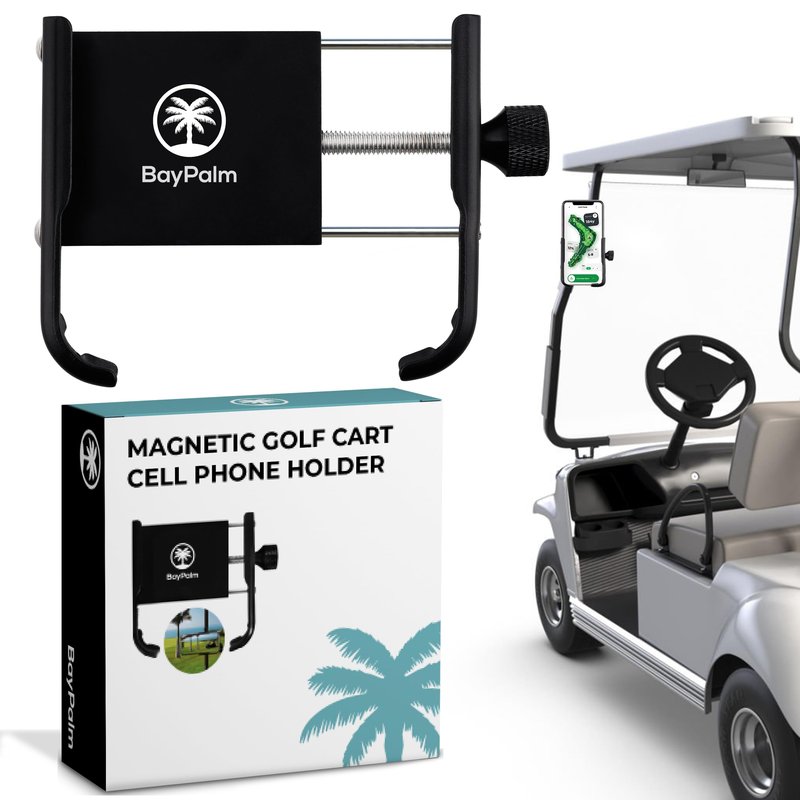 BayPalm - Magnetic Golf Cart Phone Holder - Cell Phone Holder for Golf Cart - iPhone