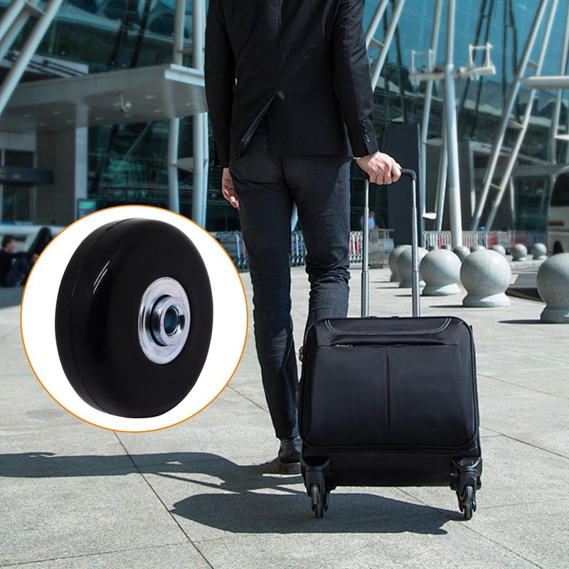 ZHMEINA 50mm x 18mm Luggage Wheels Replacement Set, Suitcase Replacement Wheels, Set of 4 PU Roller Swivel Wheel with Bearing ID 6mm, Axles 32mm & 36mm, for Trolley Carry-on Roller Travel Bags