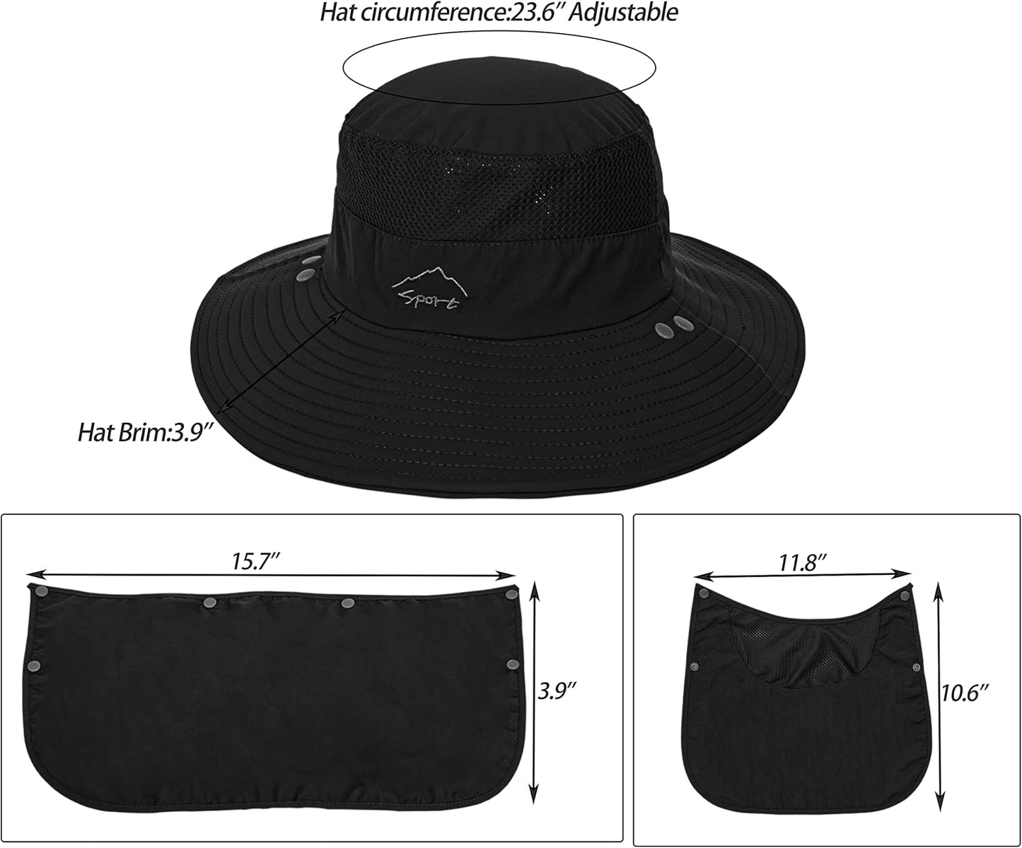 Wide Brim Sun Hat for Women & Men - Removable Neck & Face Flap, UPF 50+ Protection | Ideal for Fishing & Outdoor Activities