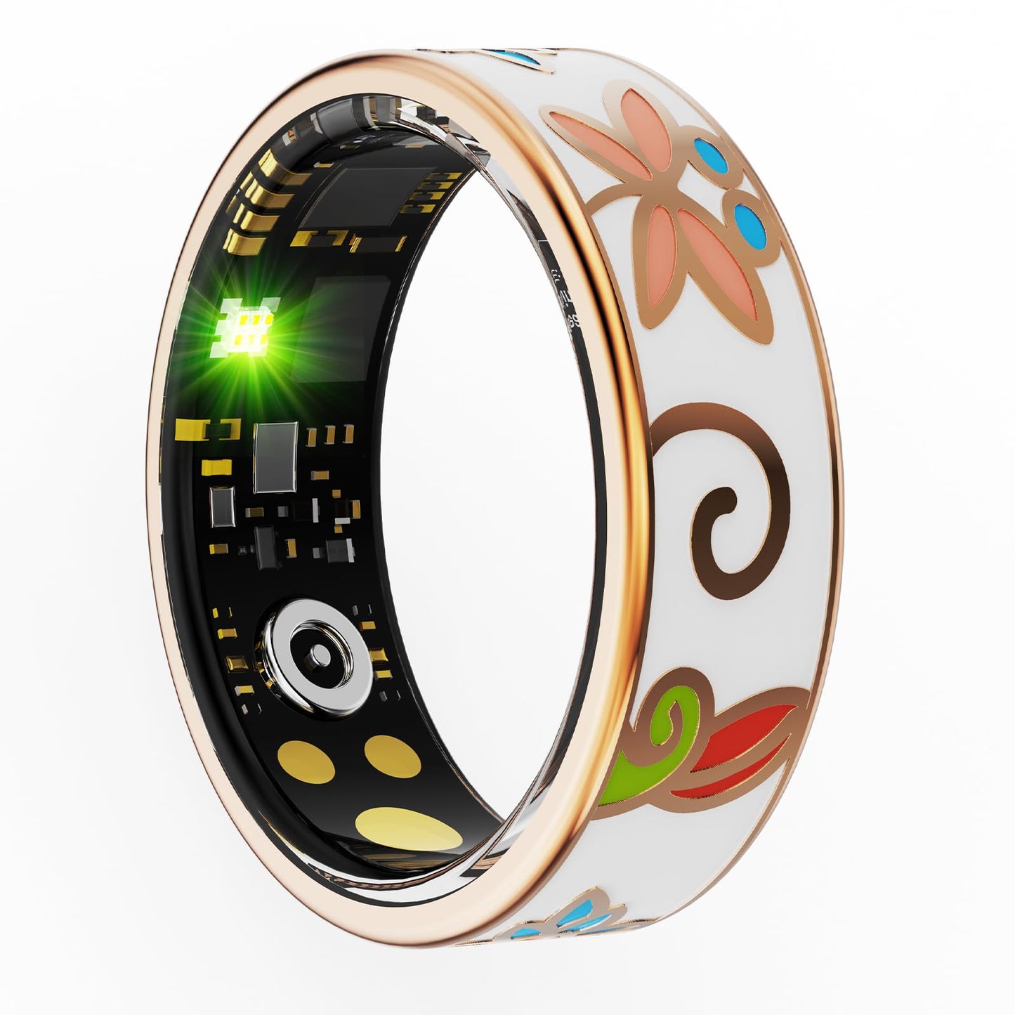 Yihou Smart Ring for Women Health Ring Fitness Ring with Enamel Fitness Tracker with Heart Rate Monitoring Sleep Monitor Distance Pedometer Calorie No Subscription Fee for Android iOS 8#
