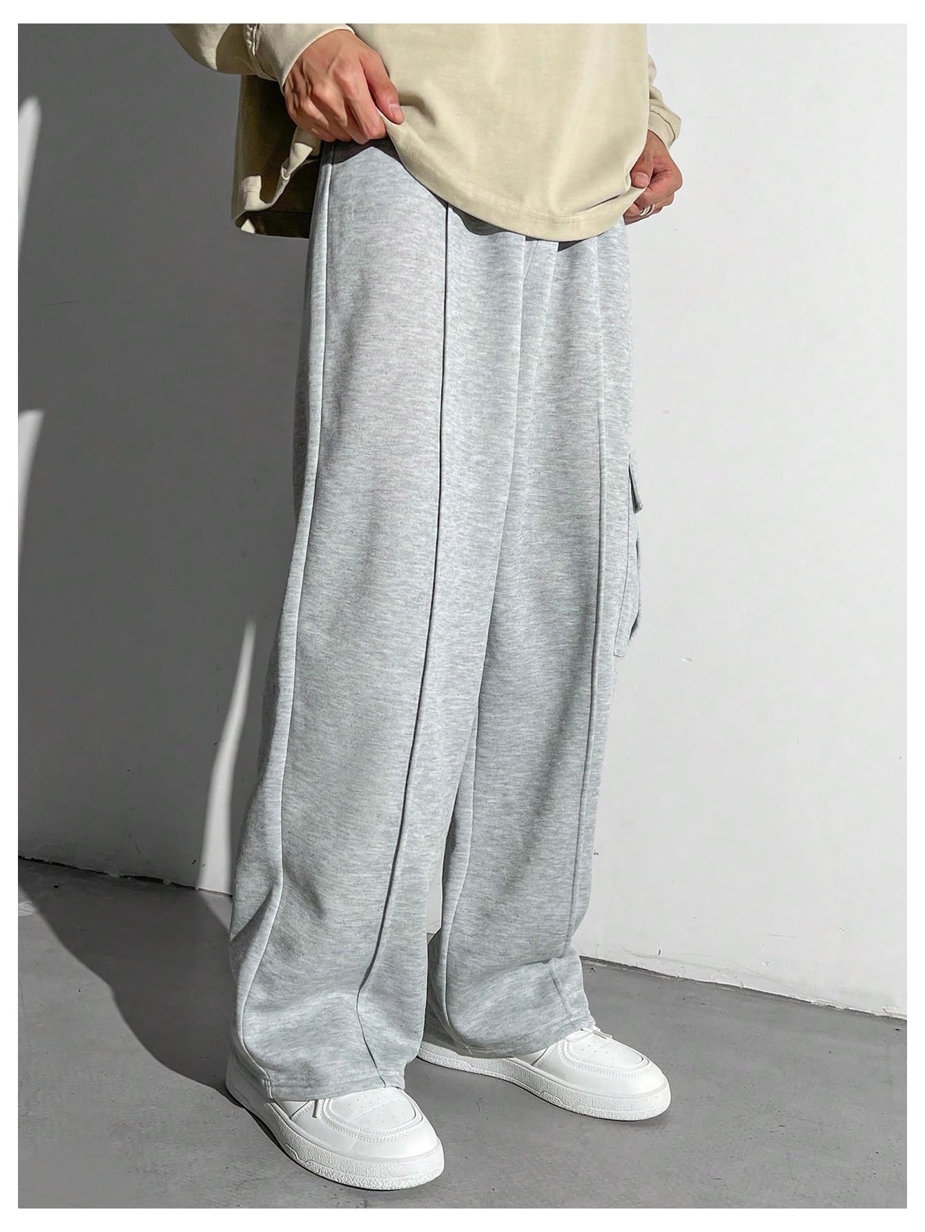 RoseSeek Boy's Wide Leg Sweatpants Athletic Baggy Pants Thermal Long Cargo Pants Joggers Trousers Grey 12 Years