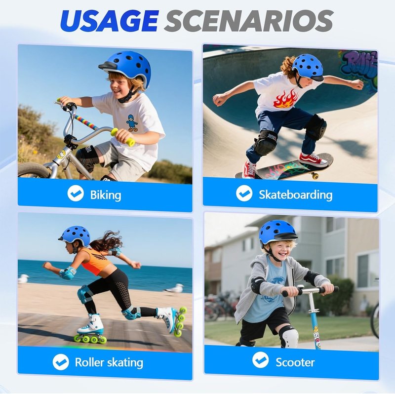Kids Bike Helmet Set - Adjustable Skateboard Protective Gear for Ages 5-8 | Knee, Elbow & Wrist Pads for Boys & Girls