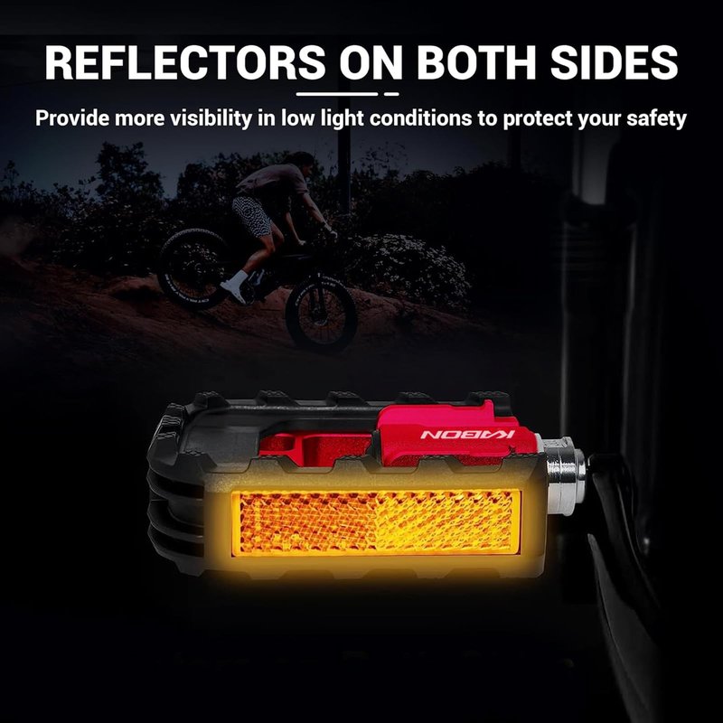 KABON Folding Bike Pedals, Bicycle Foldable Pedals with Aluminum, Universal 9/16 inch Non-Slip Cycling Pedals for Folding Bike, BMX Bike, Road Bike, Mountain Bike MTB (New Red)