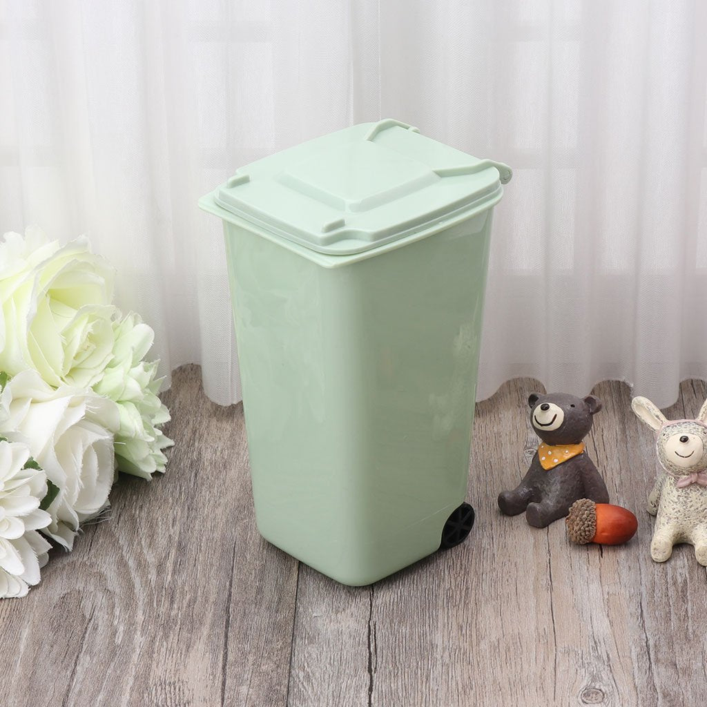 Wheelie Trash Can Pen Holder Storage Bin Desktop Organizer Garbage Bucket Trash Can Kitchen 13 Gallon