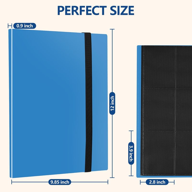 Premium Trading Card Binder - 9 Pocket Collection Album for Yu-Gi-Oh, Sports & Baseball Cards | Blue