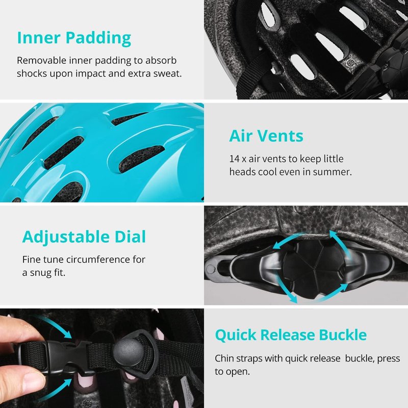 Adjustable Toddler Bike Helmet - Multi-Sport Safety Gear for Boys & Girls