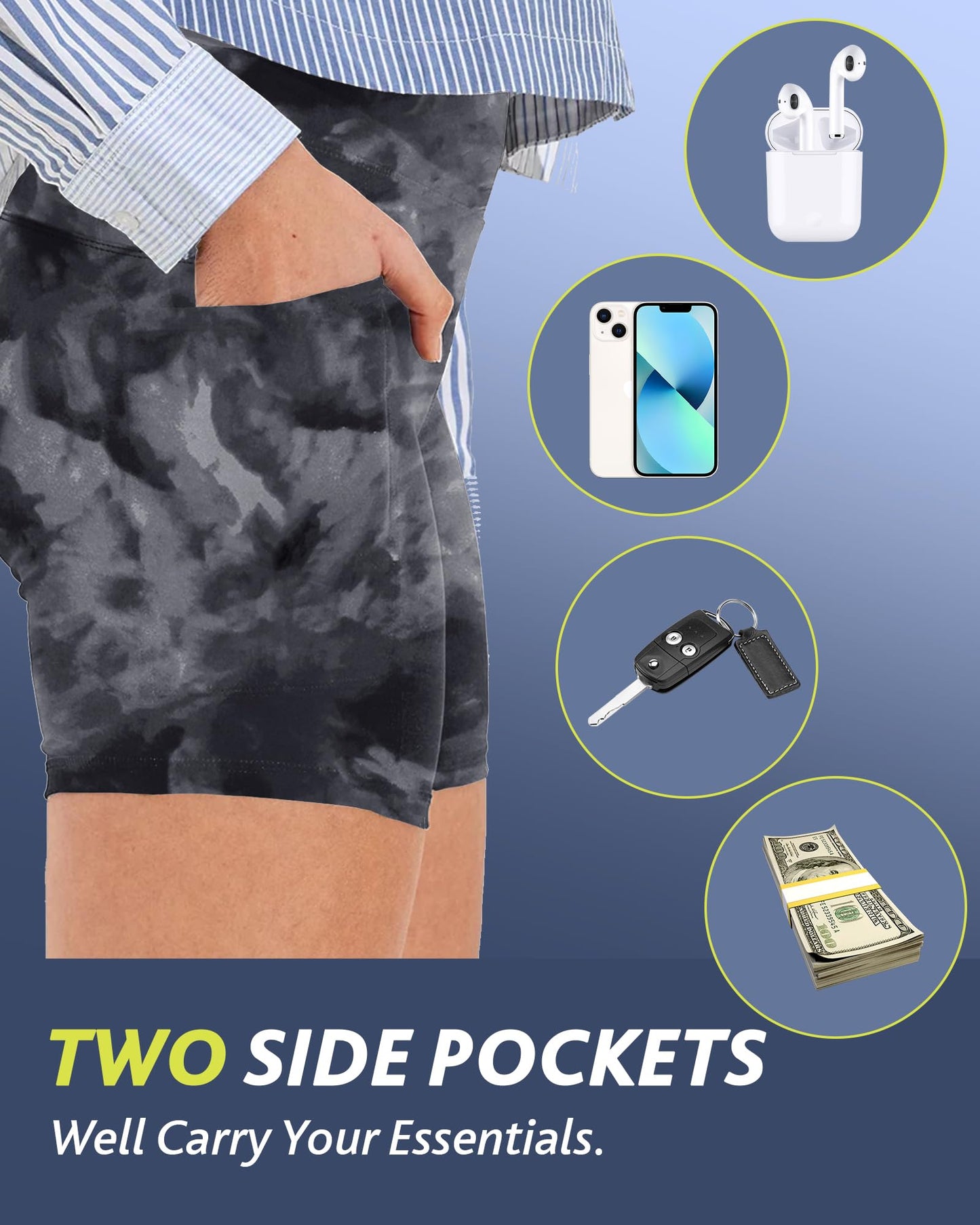 CAMPSNAIL Biker Shorts Women with Pockets - 3"/5"/8" High Waisted Workout Spandex Tummy Control Gym Running Yoga Shorts